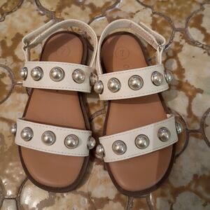 Cat & Jack Cream Sandals with Silver Accents